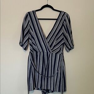 Altar'd State Navy and White Striped Romper